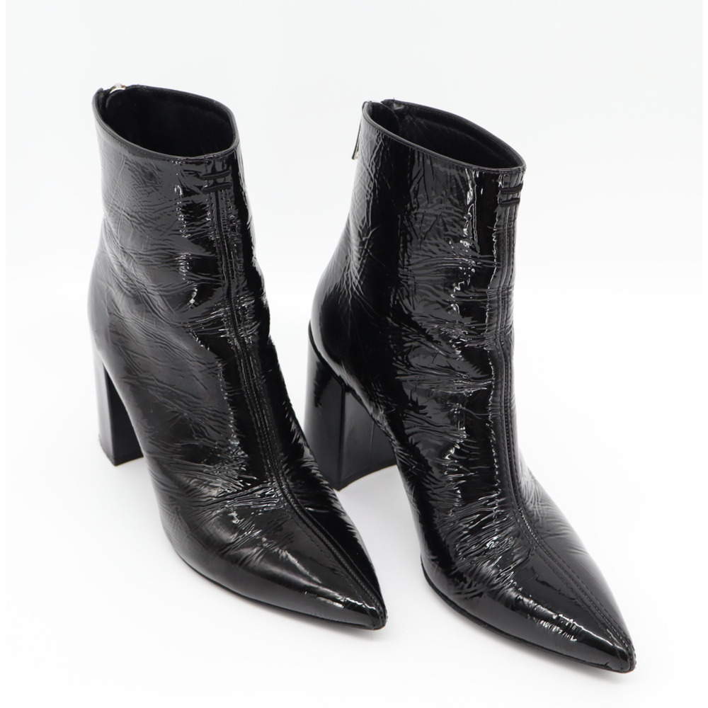 Zadig & Voltaire Paris Patent Leather Ankle Boots Noir Glimer Vernise Sz 37